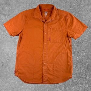 Topo Designs Short Sleeve Snap Front Utility Camp Shirt Mens S Orange Gorpcore